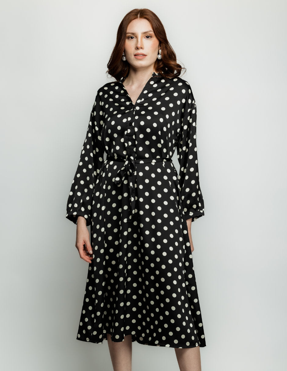 Vestido Lunares con Cinturón