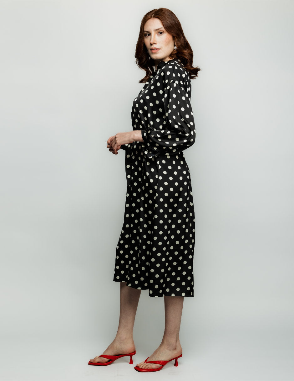Vestido Lunares con Cinturón