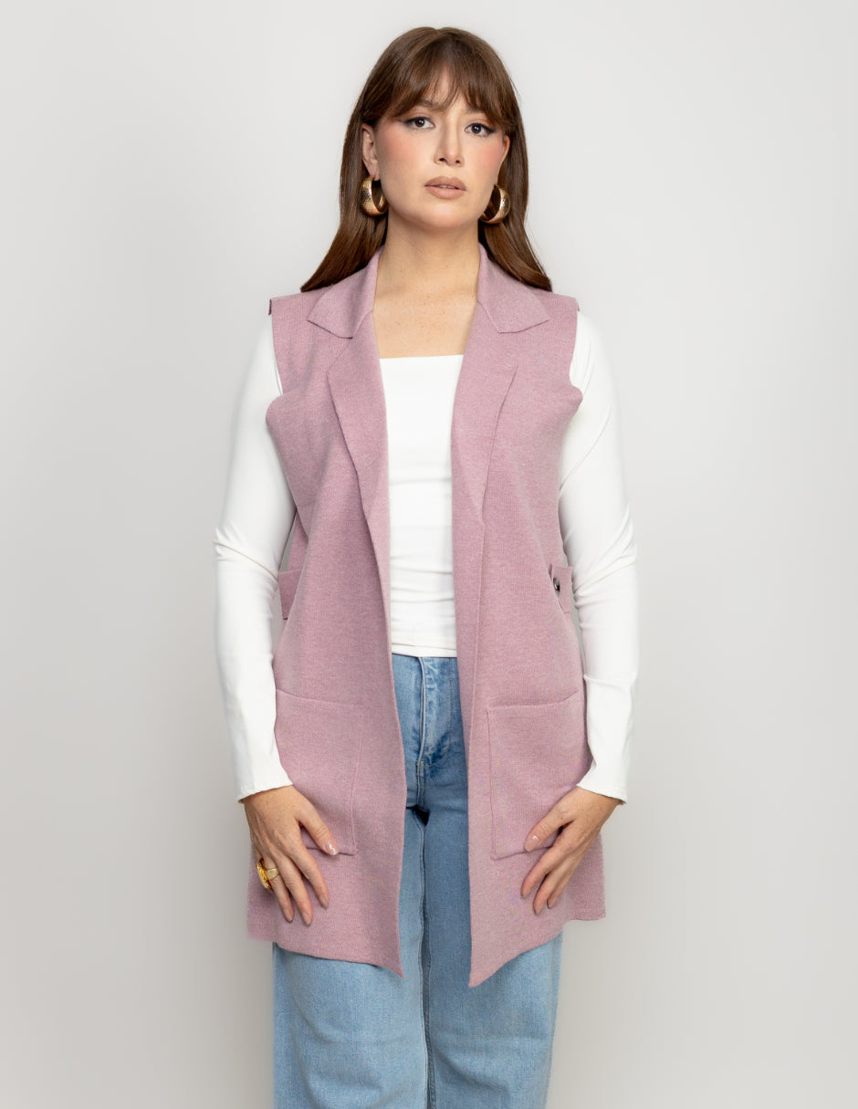 Chaleco Liso Cuello de solapa